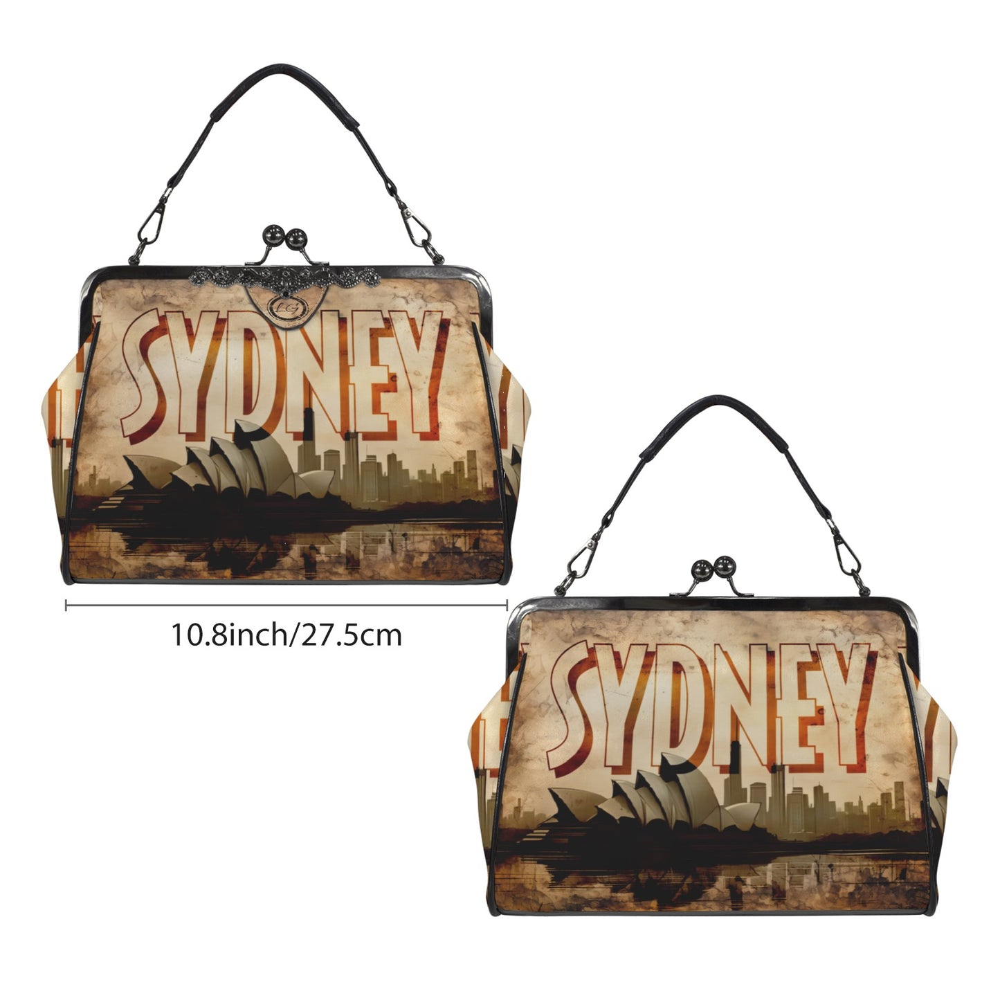 Sydney vacation destination handbag, Unique Australia Crossbody Purse, Sydney Opera House Shoulder Handbag, Down Under Vintage Style handbag Sydney Australia Kisslock Kisslock Crossbody Shoulder Bag (Model 1752)