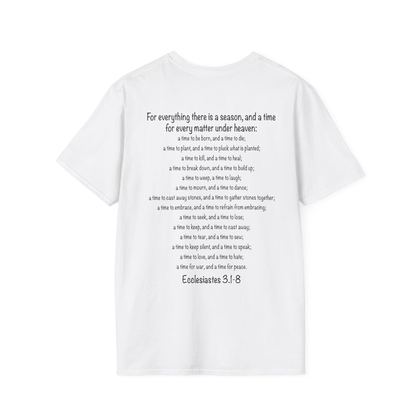 Ecclesiastes shirt, A Time for Everything Shirt, Christian shirt printed front and back, Bible verse Ecclesiastes 3 1 8 shirt, Red Cross tee