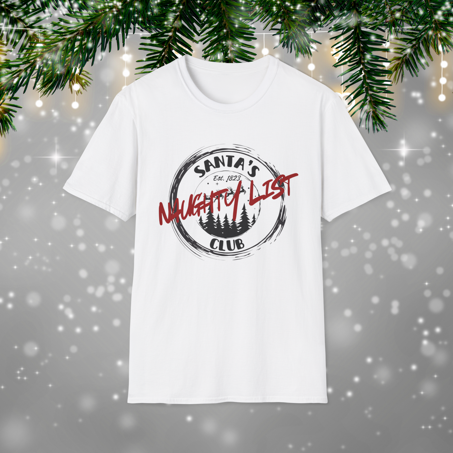 Santa's Naughty List Club T-Shirt, Fun Holiday Tee for Christmas, Family Gatherings, Gift for Friends, Unisex Festive Apparel