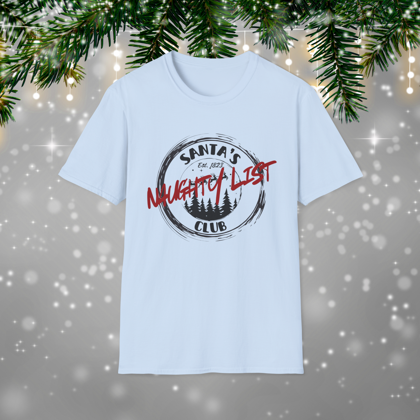 Santa's Naughty List Club T-Shirt, Fun Holiday Tee for Christmas, Family Gatherings, Gift for Friends, Unisex Festive Apparel