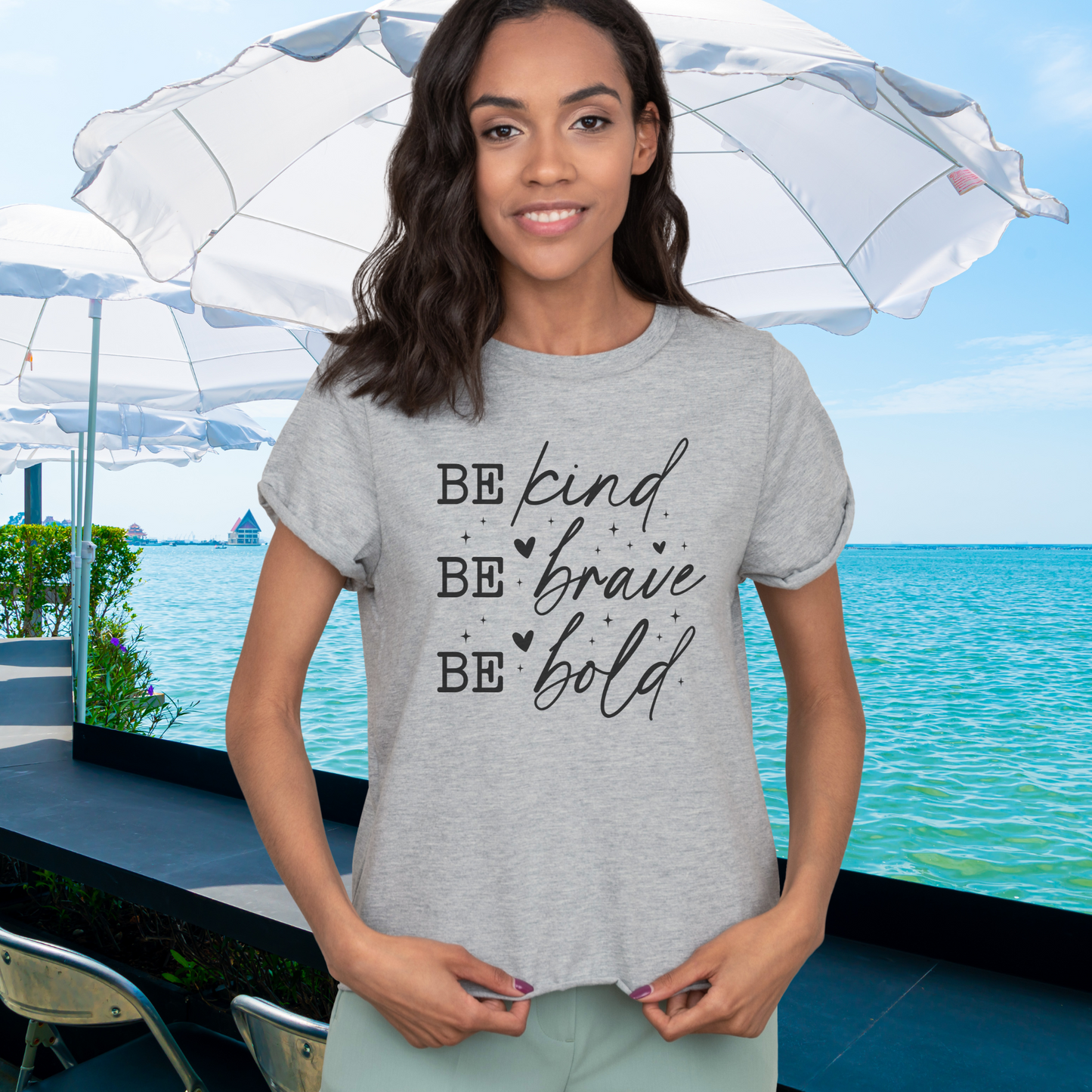 Inspirational Quote T-Shirt, Be Kind Be Brave Be Bold, Motivational Shirt, Unisex Casual Wear, Perfect Gift for Friends, Birthday Gift