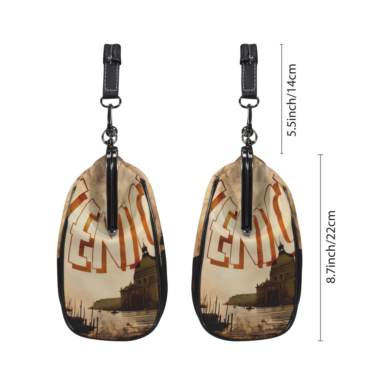 Venice Italy designed Handbag, Unique Italian Themed Crossbody Purse, Vacation Souvenir Shoulder Handbag, Santa Maria Luxury Style Handbag, Venice_Kisslock_ Kisslock Crossbody Shoulder Bag (Model 1752)