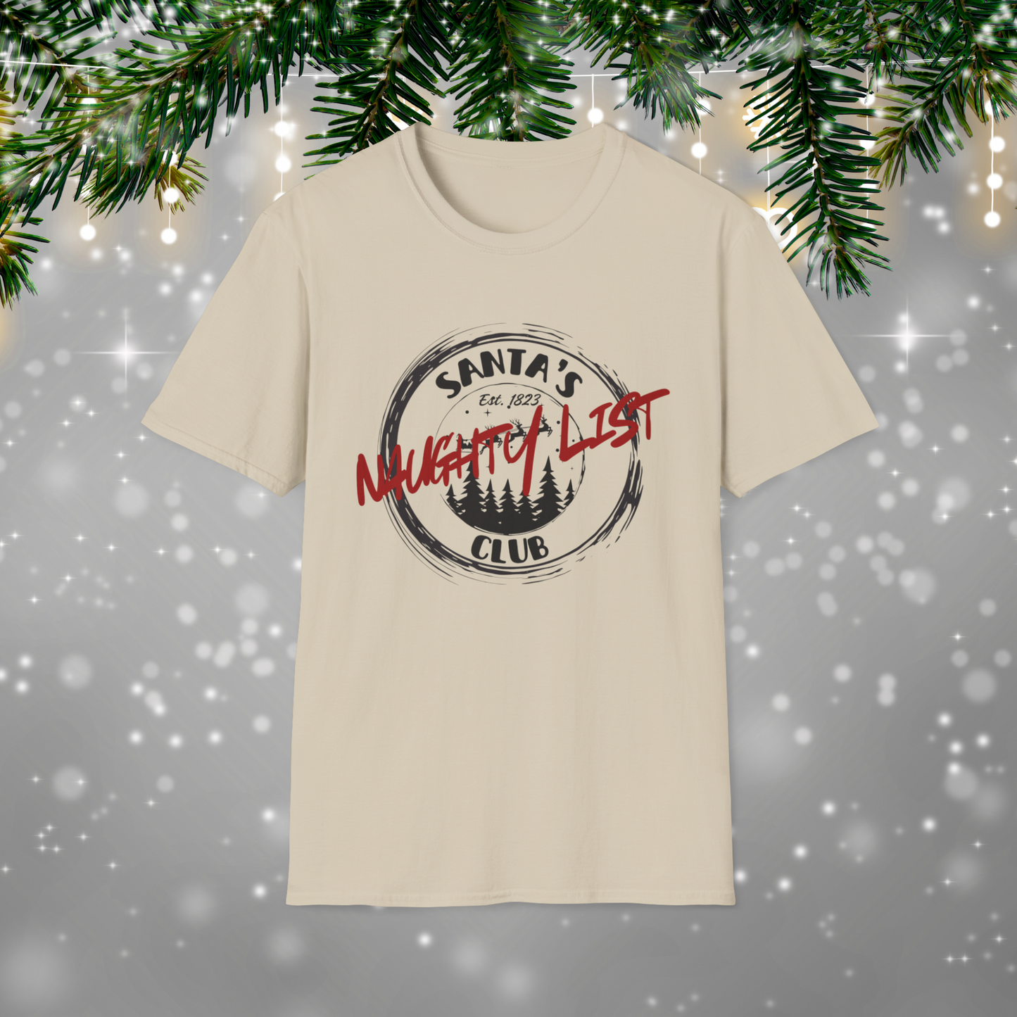 Santa's Naughty List Club T-Shirt, Fun Holiday Tee for Christmas, Family Gatherings, Gift for Friends, Unisex Festive Apparel