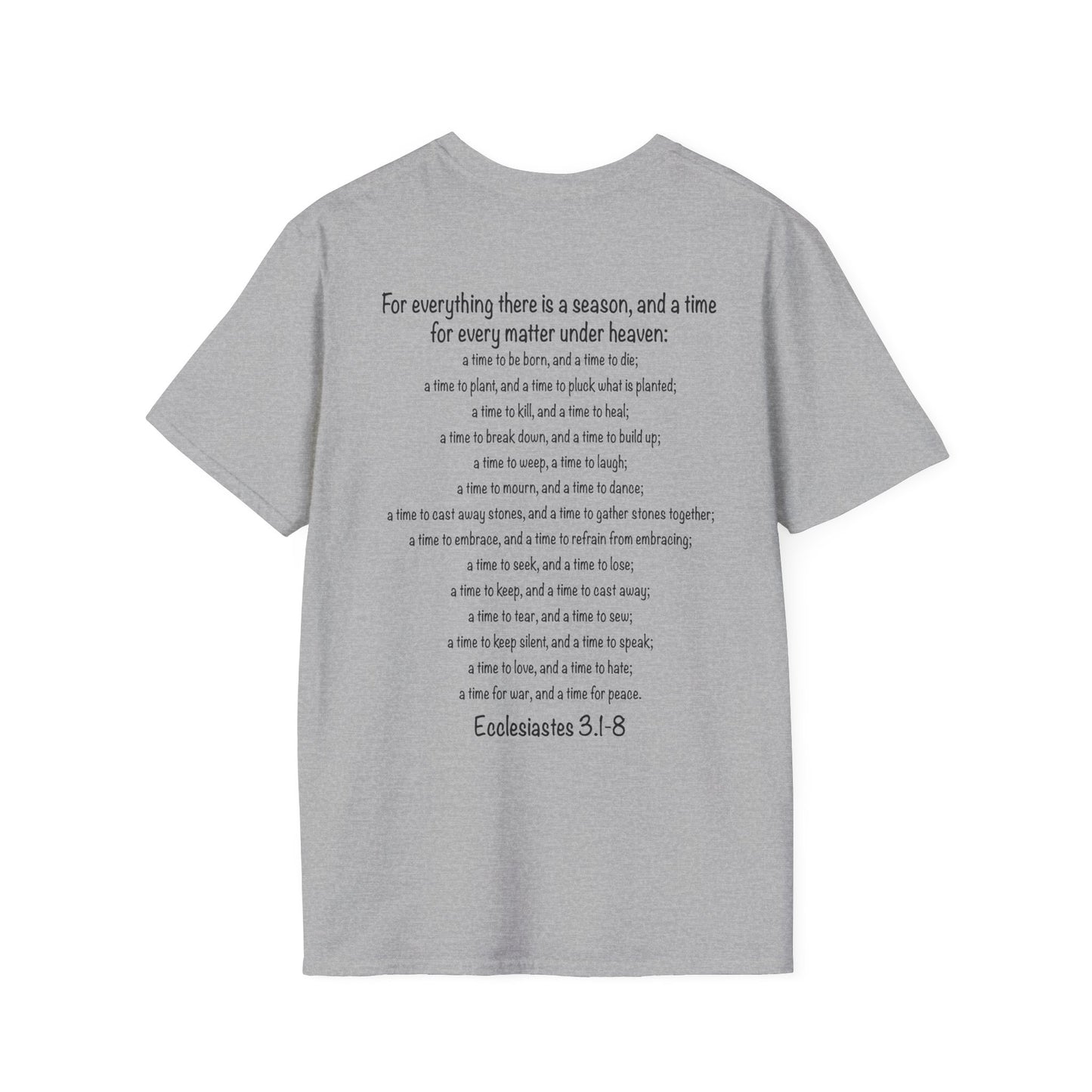 Ecclesiastes shirt, A Time for Everything Shirt, Christian shirt printed front and back, Bible verse Ecclesiastes 3 1 8 shirt, Red Cross tee