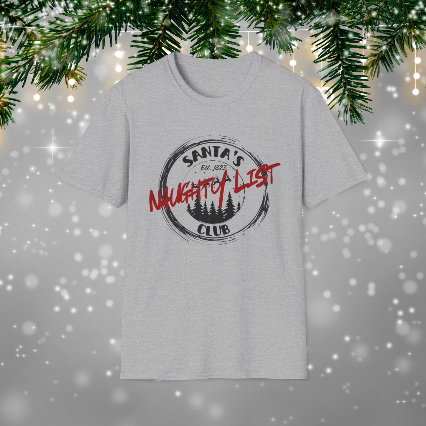 Santa's Naughty List Club T-Shirt, Fun Holiday Tee for Christmas, Family Gatherings, Gift for Friends, Unisex Festive Apparel
