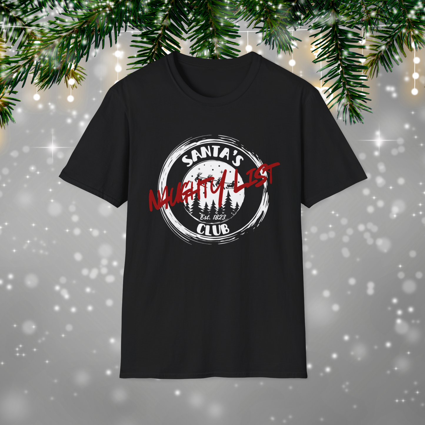 Santa's Naughty List Club T-Shirt, Fun Holiday Tee for Christmas, Family Gatherings, Gift for Friends, Unisex Festive Apparel