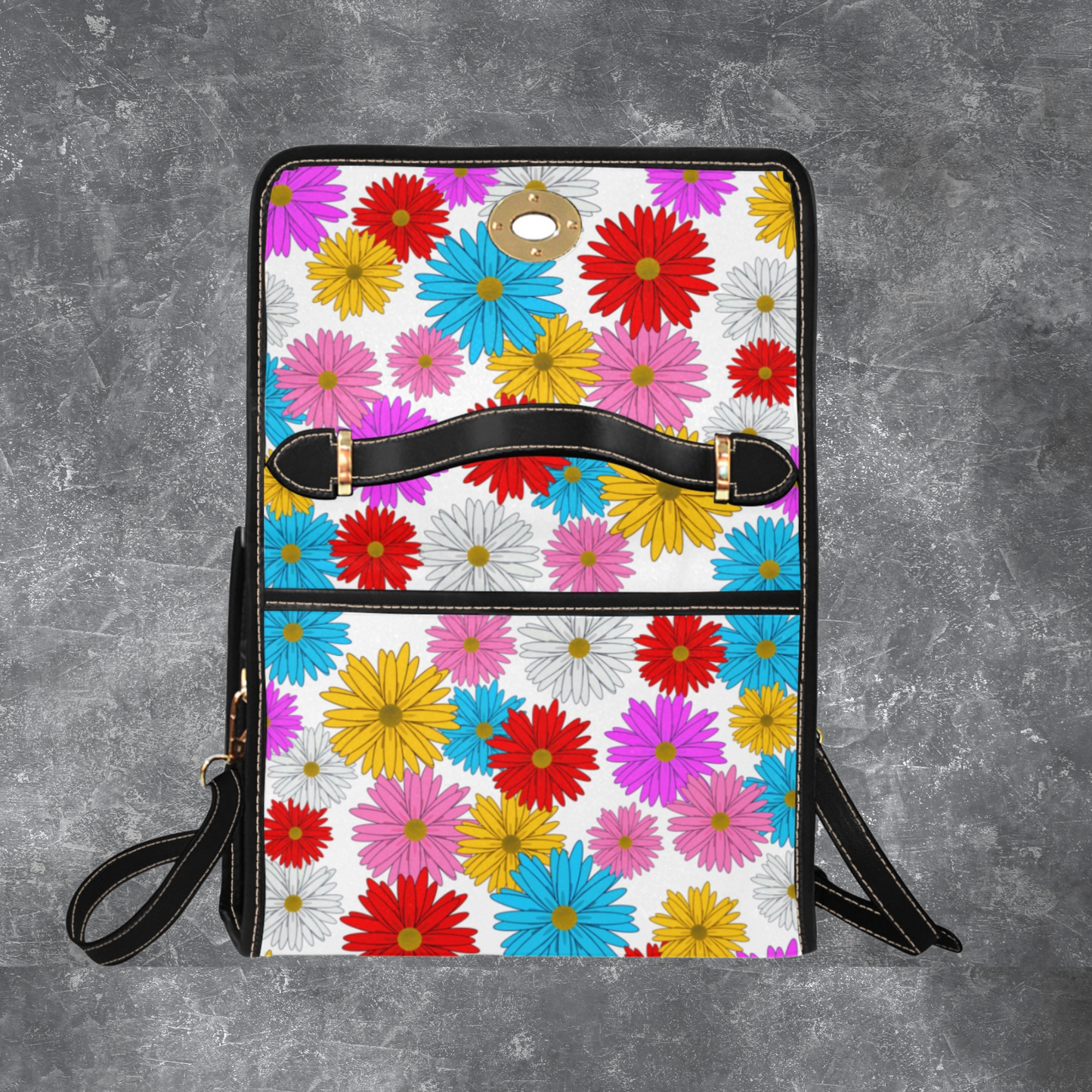 Daisy flower handbag for women, Women’s satchel purse with daisies, Floral design crossbody purse, Daisy flower gift for her, Daisy handbag