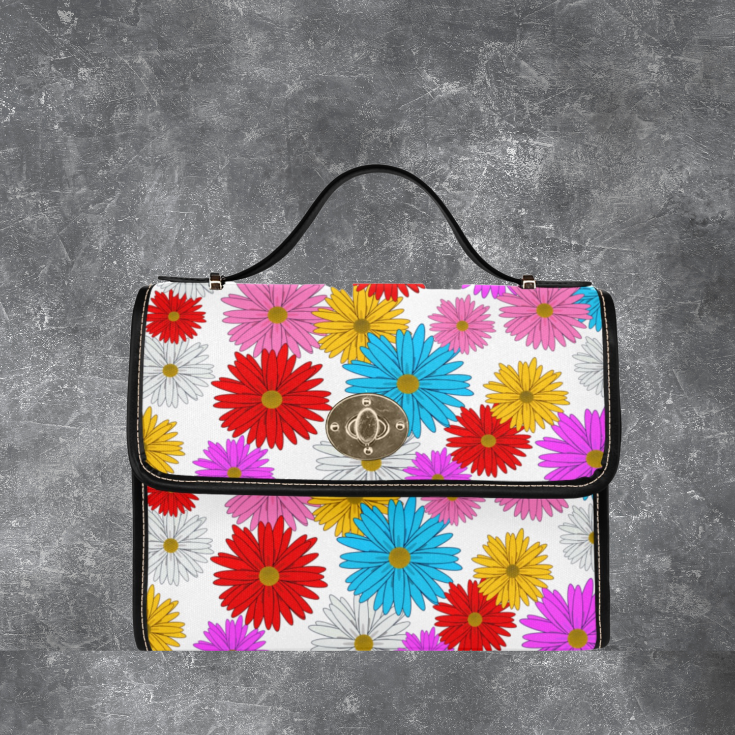 Daisy flower handbag for women, Women’s satchel purse with daisies, Floral design crossbody purse, Daisy flower gift for her, Daisy handbag