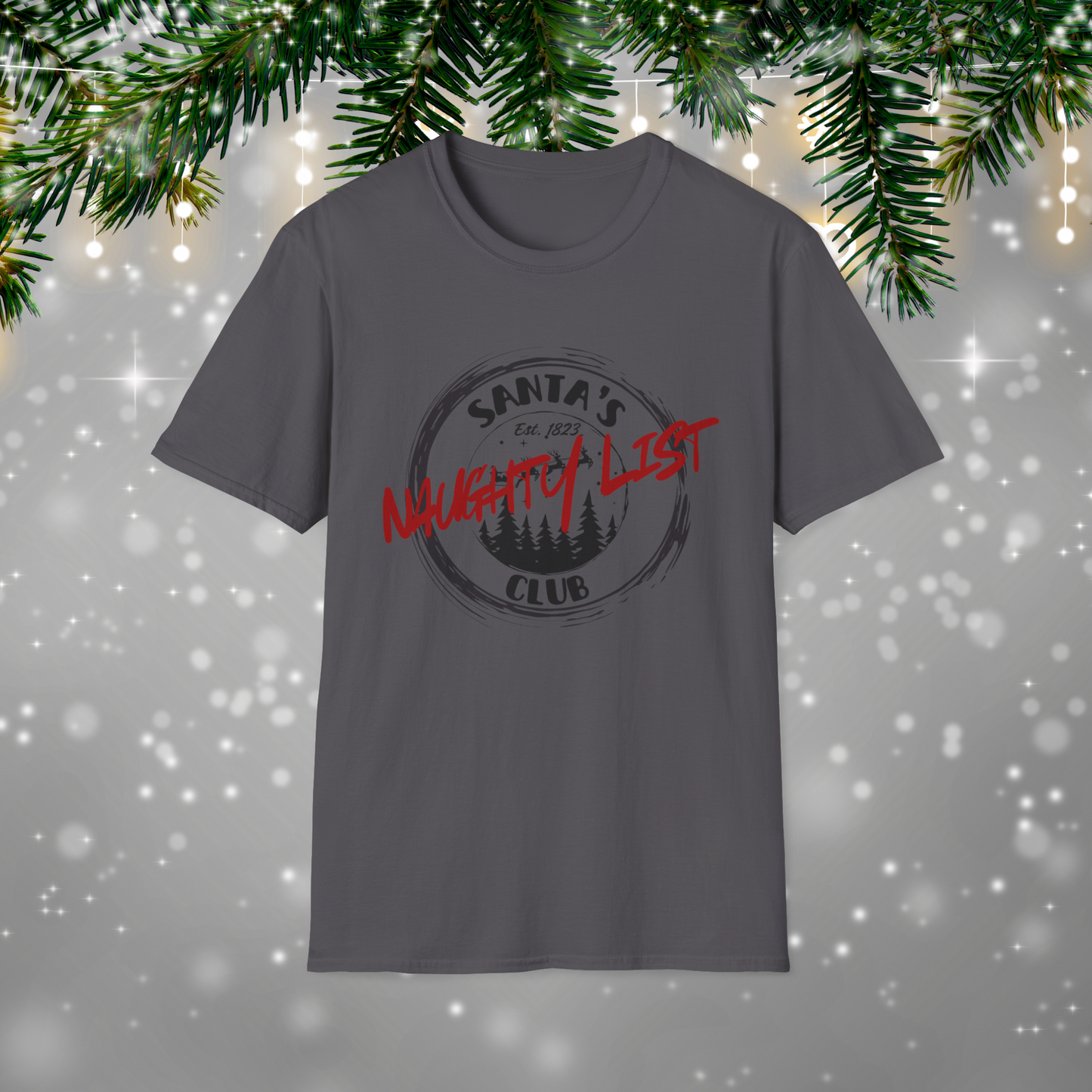 Santa's Naughty List Club T-Shirt, Fun Holiday Tee for Christmas, Family Gatherings, Gift for Friends, Unisex Festive Apparel