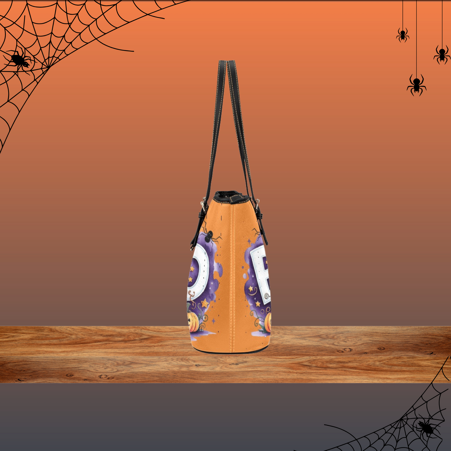 Cute Women’s Halloween Tote Bag, Halloween Themed Handbag, Pumpkin Tote Bag for Halloween,Purple Halloween Bag with Pumpkins, Halloween Gift