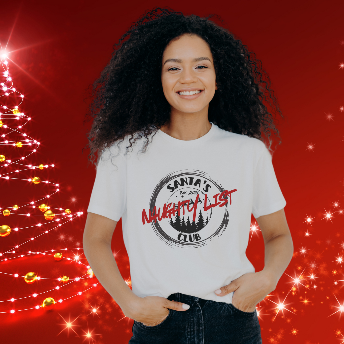 Santa's Naughty List Club T-Shirt, Fun Holiday Tee for Christmas, Family Gatherings, Gift for Friends, Unisex Festive Apparel