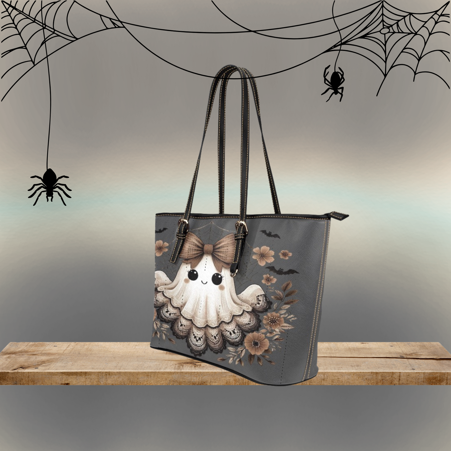 Retro Pink Halloween tote bag, Cute Halloween Ghost shoulder bag, Women’s Halloween Purse, Halloween Themed Handbag, Halloween Gift