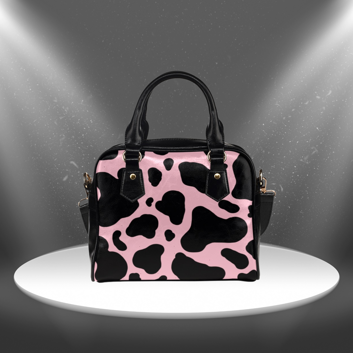 Fun Cow Print Crossbody Handbag with Shoulder Strap, Lightweight Womens Shoulder Bag with cowhide pattern, Black and White Purse,