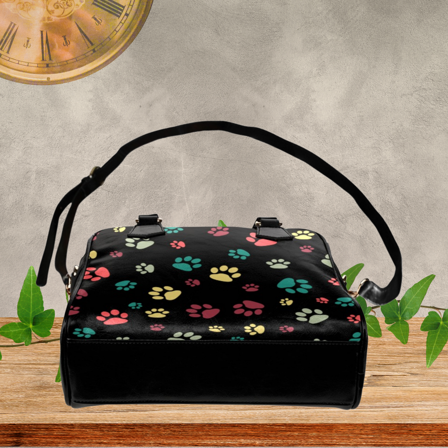 Dog Paw Print Faux Leather handbag or Shoulder bag for women dog lover, Pink White Black or Gray dog paw design on PU leather crossbody bag