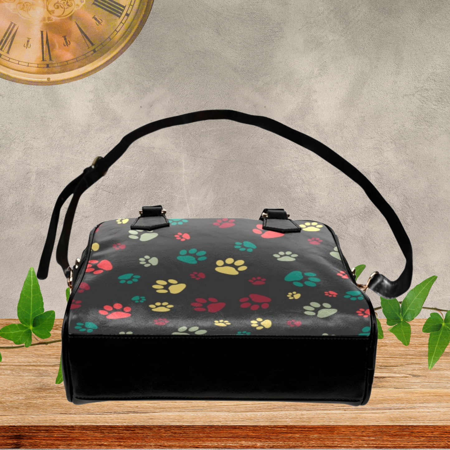 Dog Paw Print Faux Leather handbag or Shoulder bag for women dog lover, Pink White Black or Gray dog paw design on PU leather crossbody bag