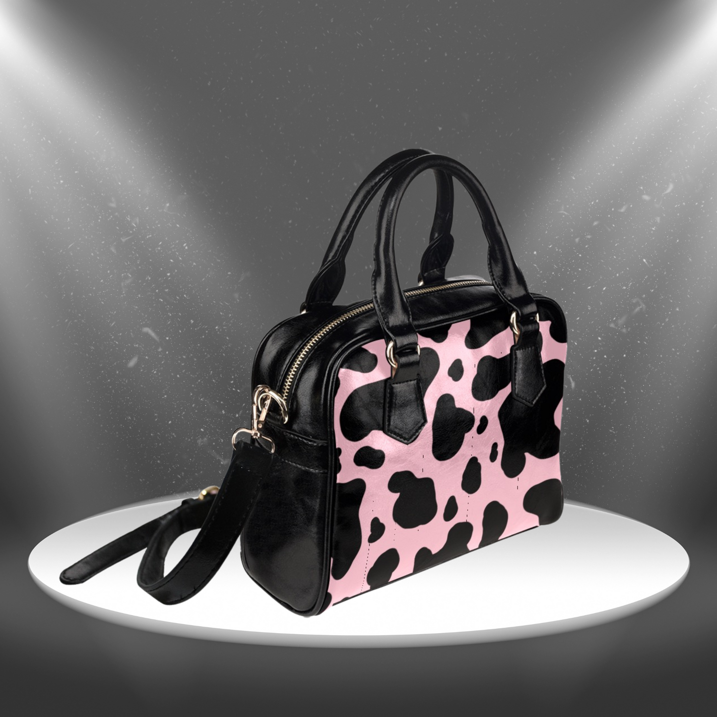 Fun Cow Print Crossbody Handbag with Shoulder Strap, Lightweight Womens Shoulder Bag with cowhide pattern, Black and White Purse,