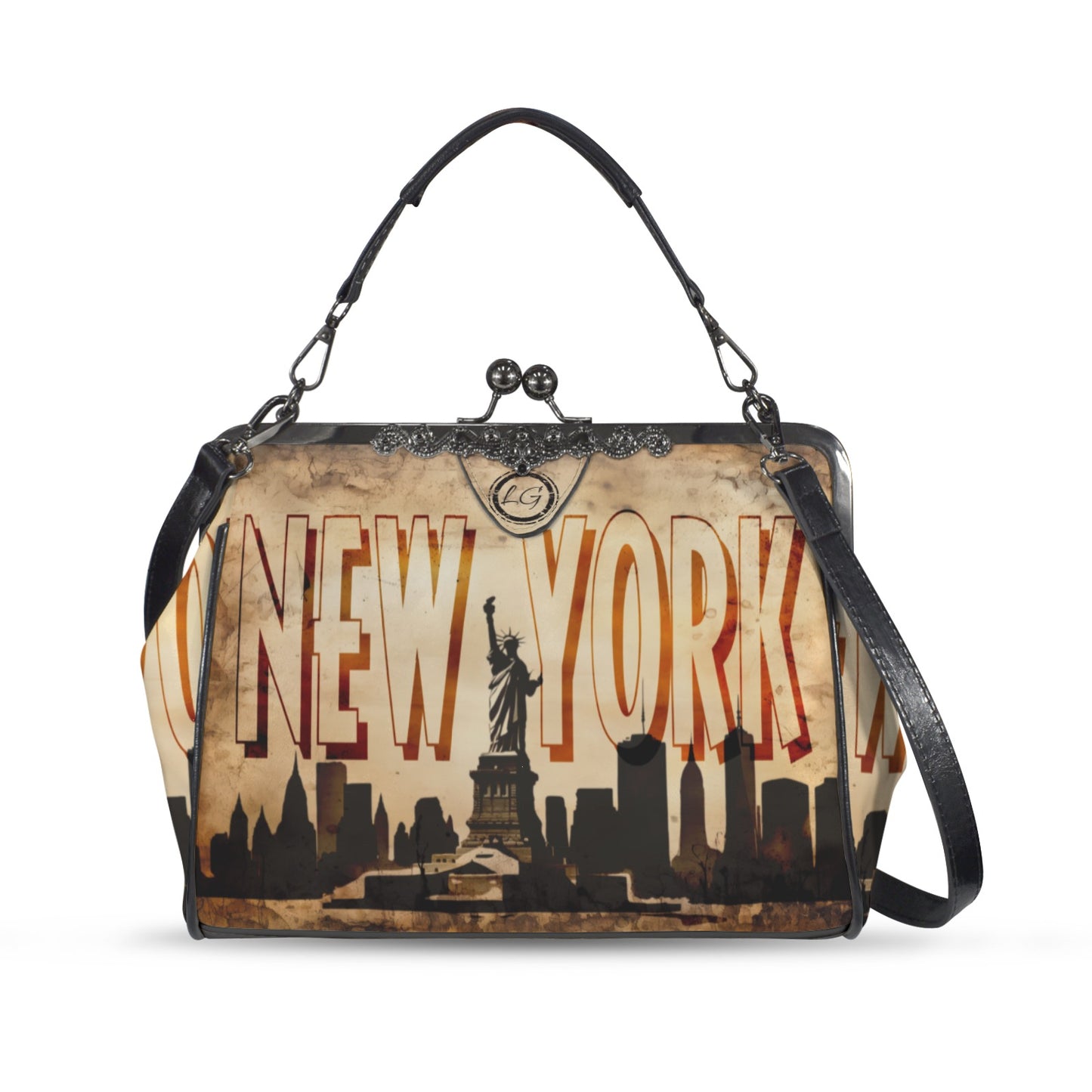 New York Skyline designed handbag, Unique New York Crossbody Purse, Statue of Liberty Shoulder Handbag, Travel Bag, Vintage Style handbag,