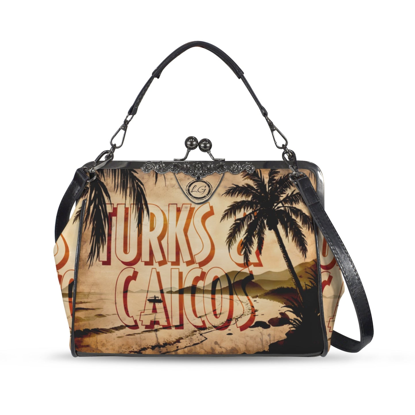 Turks and Caicos vacation destination handbag, Unique beach scene Crossbody Purse, Shoulder Handbag, Travel Bag, Vintage Style handbag,