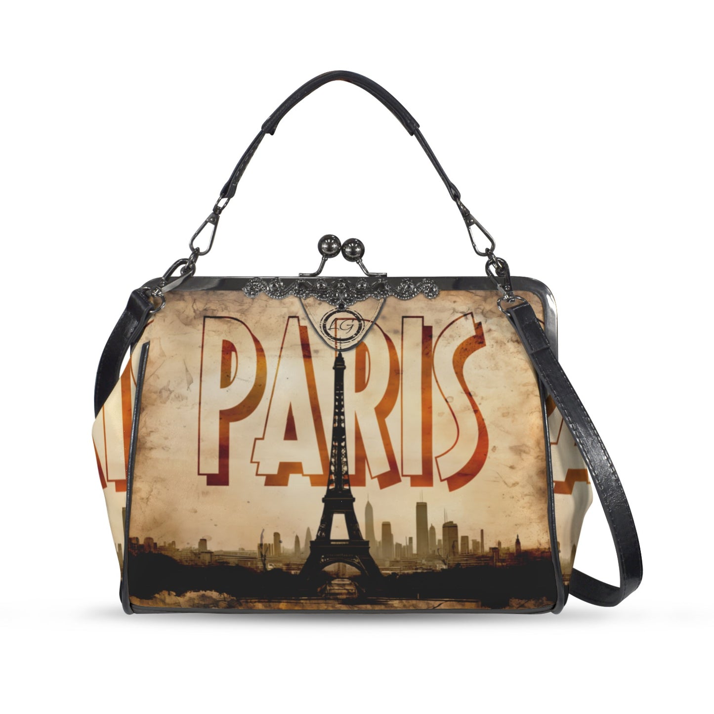 Eiffel Tower designed handbag, Unique Paris Crossbody Purse, Travel Destination Bag, Vintage Style handbag, City Skyline Shoulder Handbag