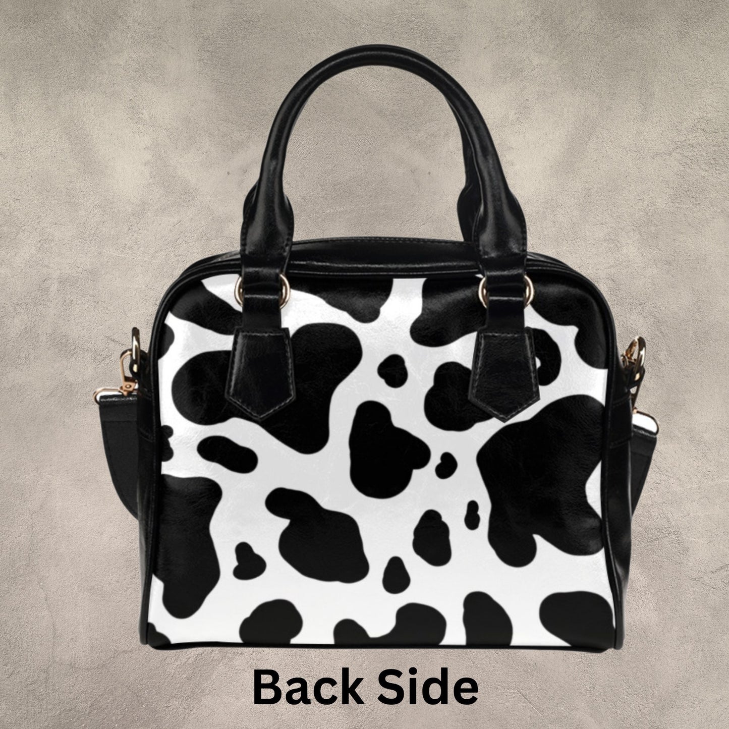 Cute Cow Print leather handbag, Black and white shoulder bag with LOVE, Crossbody bag for Cow Print lover, Trending purse for women