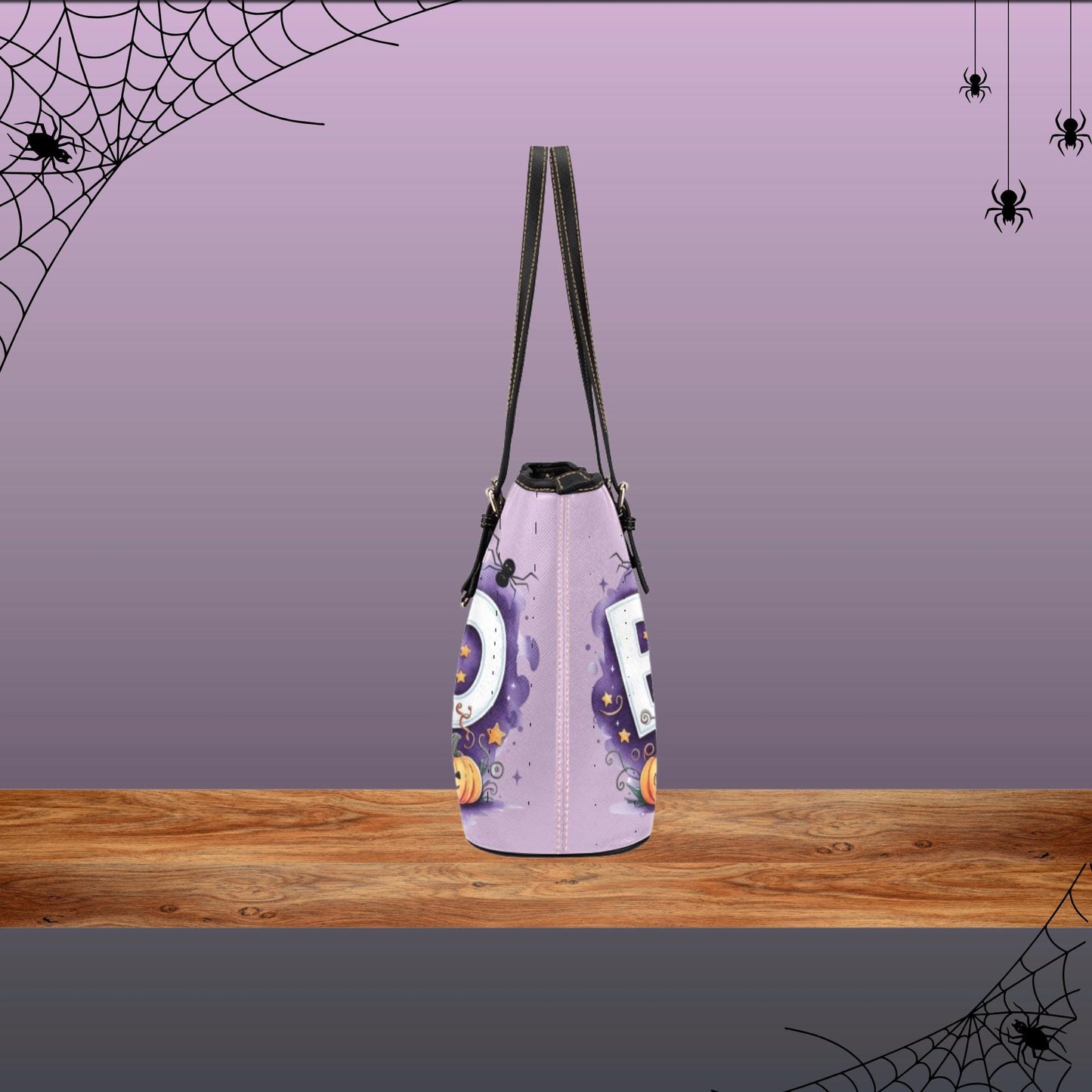 Cute Women’s Halloween Tote Bag, Halloween Themed Handbag, Pumpkin Tote Bag for Halloween,Purple Halloween Bag with Pumpkins, Halloween Gift