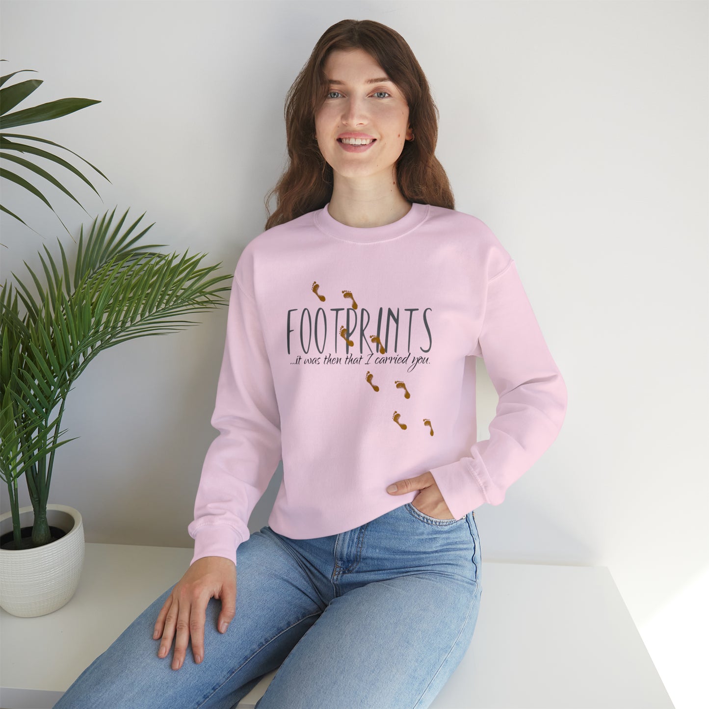Footprints Sweatshirt, Jesus Footprints pullover, Gift for Christians, Men’s religious Sweatshirt, Women’s casual pullover, Jesus Love apparel