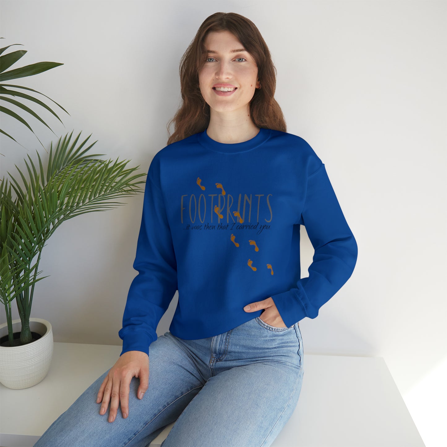 Footprints Sweatshirt, Jesus Footprints pullover, Gift for Christians, Men’s religious Sweatshirt, Women’s casual pullover, Jesus Love apparel