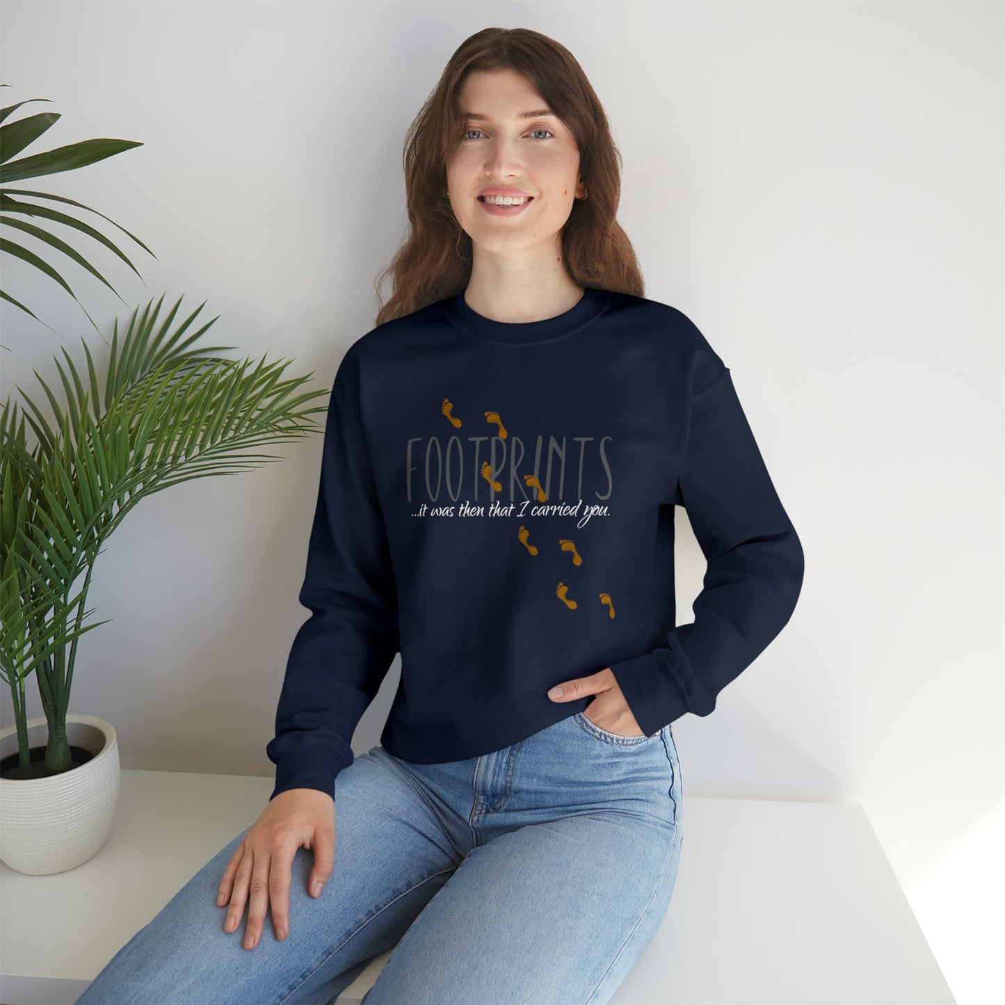 Footprints Sweatshirt, Jesus Footprints pullover, Gift for Christians, Men’s religious Sweatshirt, Women’s casual pullover, Jesus Love apparel