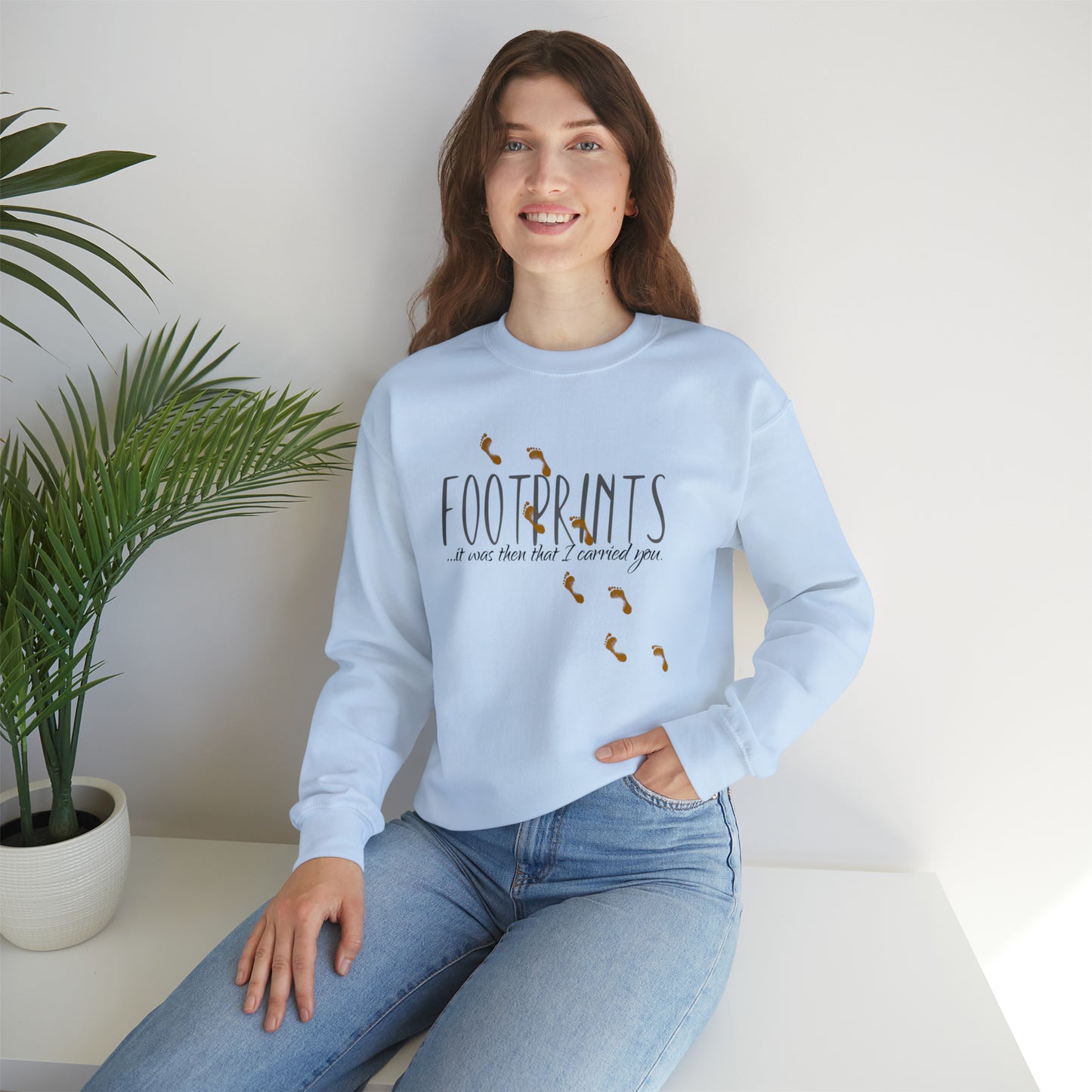 Footprints Sweatshirt, Jesus Footprints pullover, Gift for Christians, Men’s religious Sweatshirt, Women’s casual pullover, Jesus Love apparel