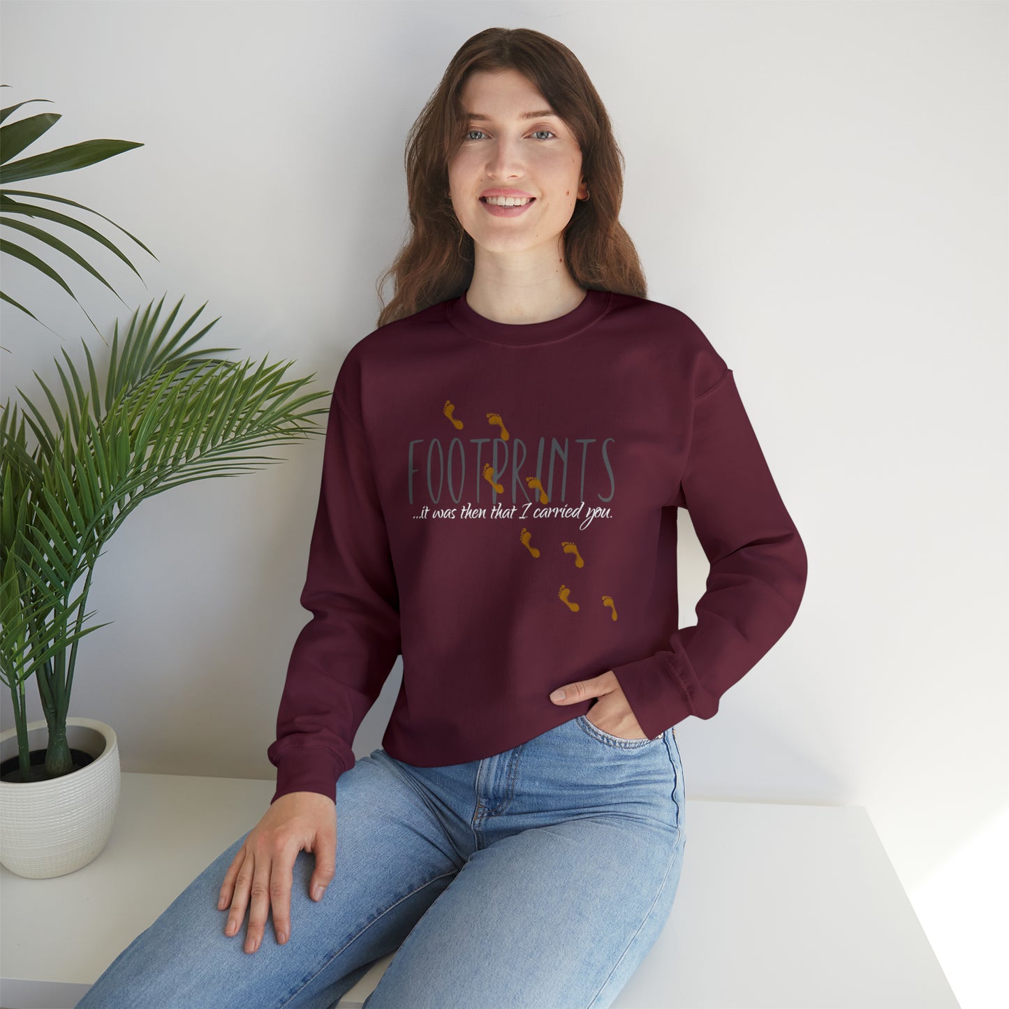 Footprints Sweatshirt, Jesus Footprints pullover, Gift for Christians, Men’s religious Sweatshirt, Women’s casual pullover, Jesus Love apparel
