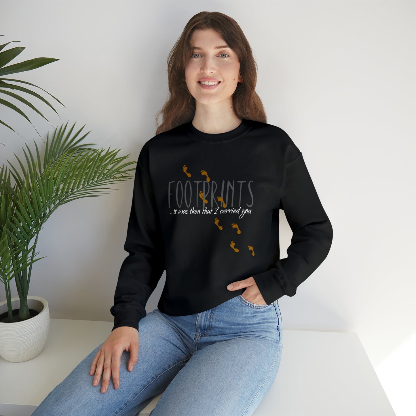 Footprints Sweatshirt, Jesus Footprints pullover, Gift for Christians, Men’s religious Sweatshirt, Women’s casual pullover, Jesus Love apparel