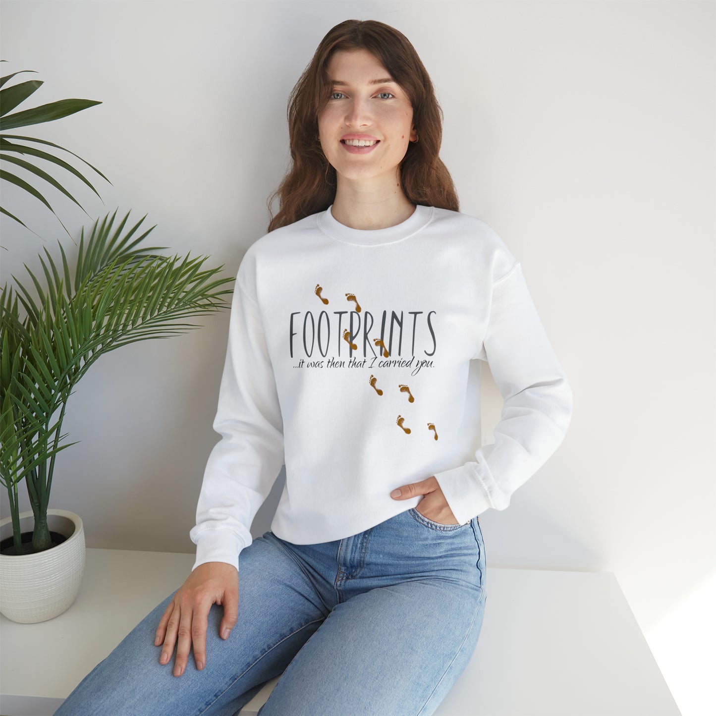 Footprints Sweatshirt, Jesus Footprints pullover, Gift for Christians, Men’s religious Sweatshirt, Women’s casual pullover, Jesus Love apparel