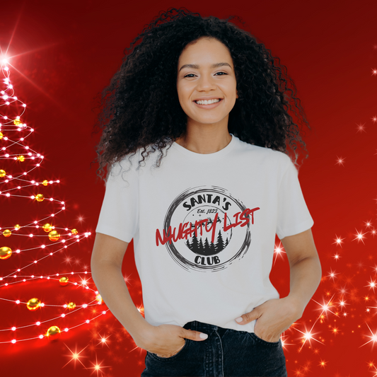 Santa's Naughty List Club T-Shirt, Fun Holiday Tee for Christmas, Family Gatherings, Gift for Friends, Unisex Festive Apparel