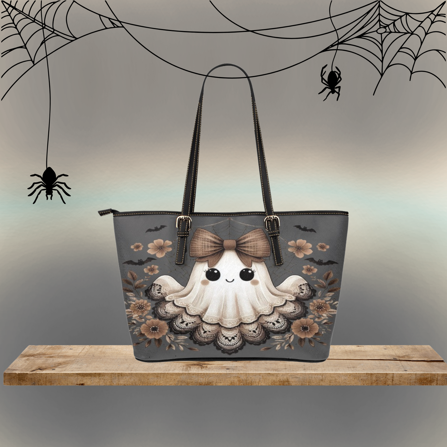 Retro Pink Halloween tote bag, Cute Halloween Ghost shoulder bag, Women’s Halloween Purse, Halloween Themed Handbag, Halloween Gift