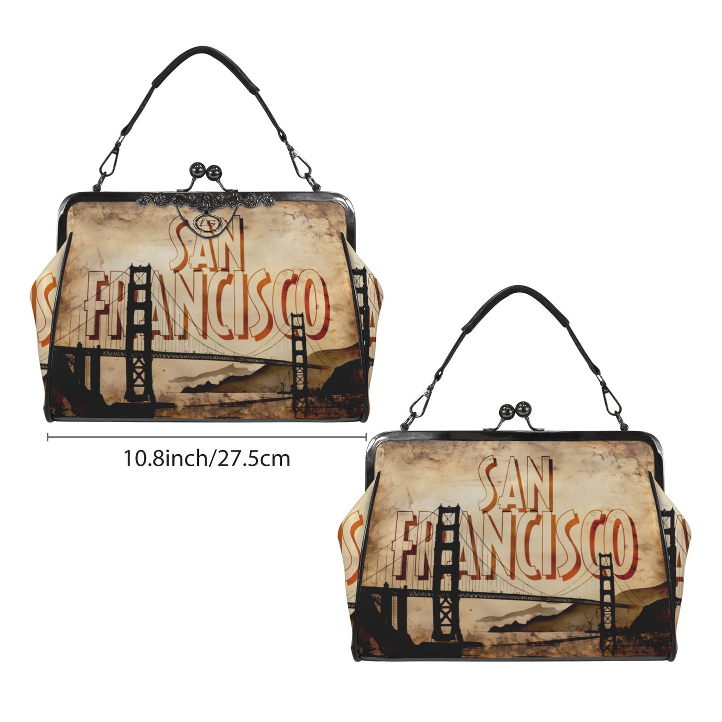 San Francisco designed Handbag, Unique Golden Gate Bridge Crossbody Purse, Vacation Souvenir Shoulder Handbag, Bay Area Tote Bag