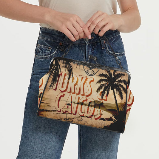 Turks and Caicos vacation destination handbag, Unique beach scene Crossbody Purse, Shoulder Handbag, Travel Bag, Vintage Style handbag,
