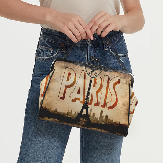 Eiffel Tower designed handbag, Unique Paris Crossbody Purse, Travel Destination Bag, Vintage Style handbag, City Skyline Shoulder Handbag
