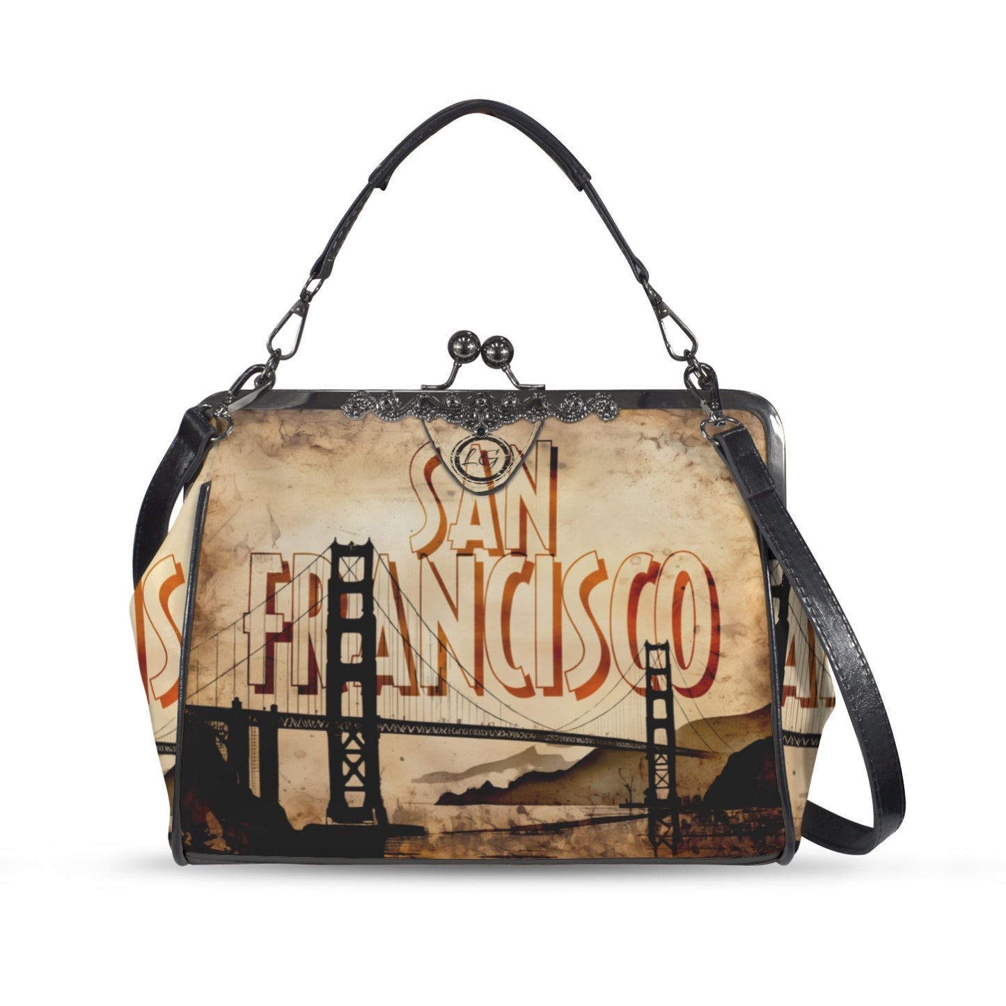 San Francisco designed Handbag, Unique Golden Gate Bridge Crossbody Purse, Vacation Souvenir Shoulder Handbag, Bay Area Tote Bag