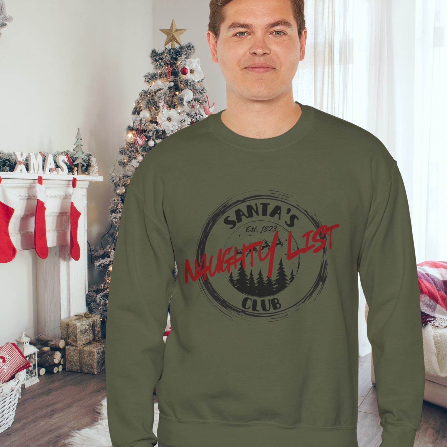 Santa Naughty List Sweatshirt, Christmas Social Club Sweatshirt, Funny Pullover, Christmas gift for Wife, Husband sweatshirt gift