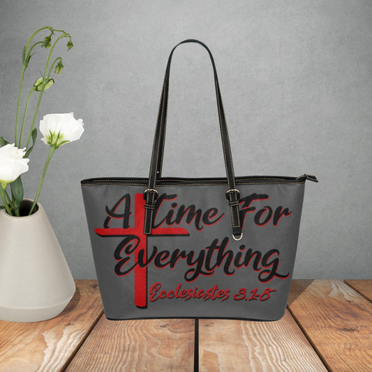 Ecclesiastes 3.1-8 handbag, A Time For Everything faux Leather tote, Christian handbag, Large handbag with Bible verse, Women’s