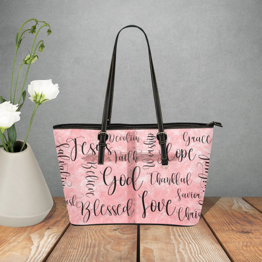 Christian handbag, Faith and inspirational words of God and Jesus on faux leather handbag, Love Jesus, Believe in God, Blessed gifts for her