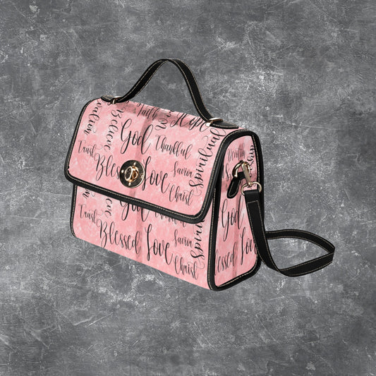 Christian inspirational canvas satchel purse for women, Pink handbag, Blessed handbag, Jesus handbag, Christian gift for her