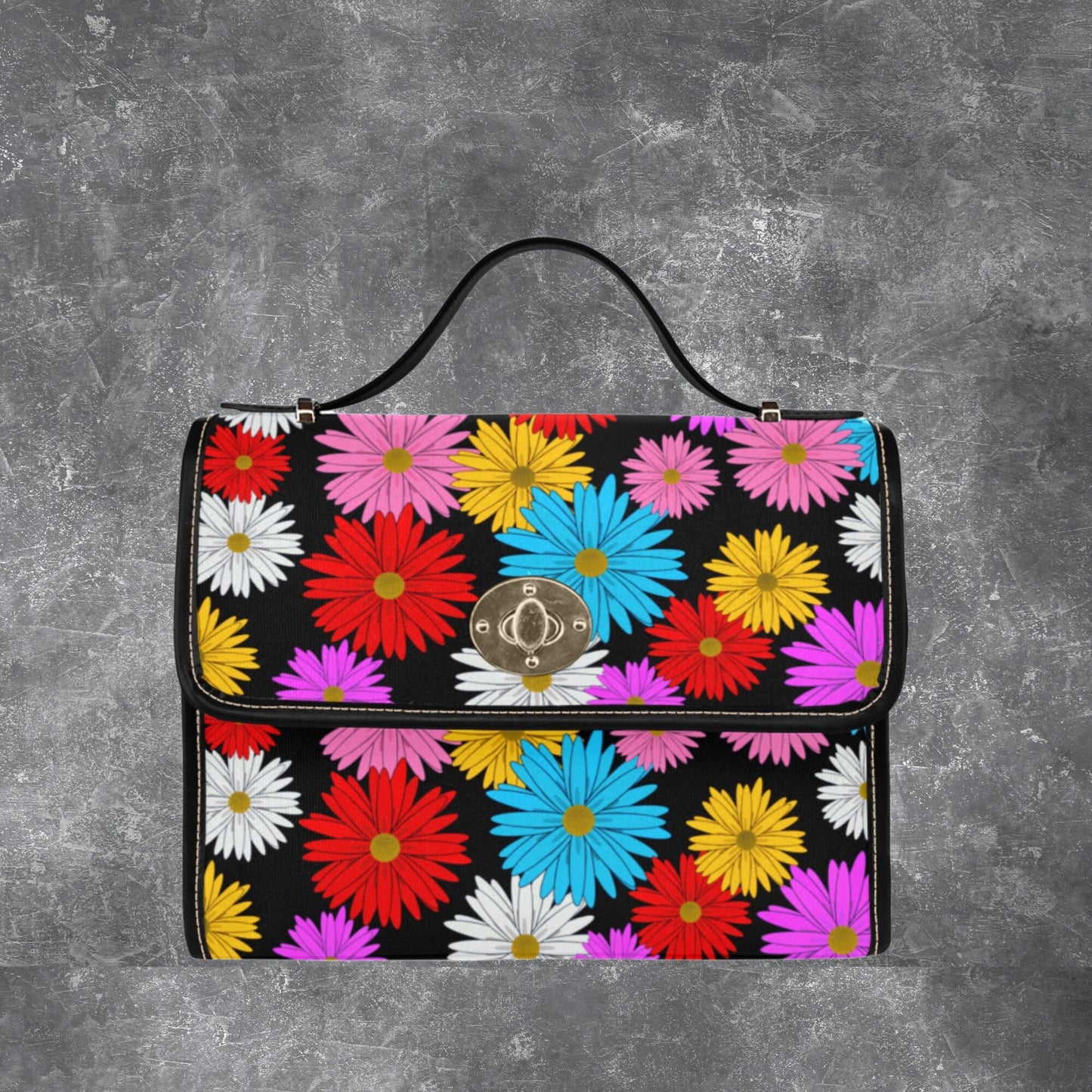 Daisy flower handbag for women, Women’s satchel purse with daisies, Floral design crossbody purse, Daisy flower gift for her, Daisy handbag