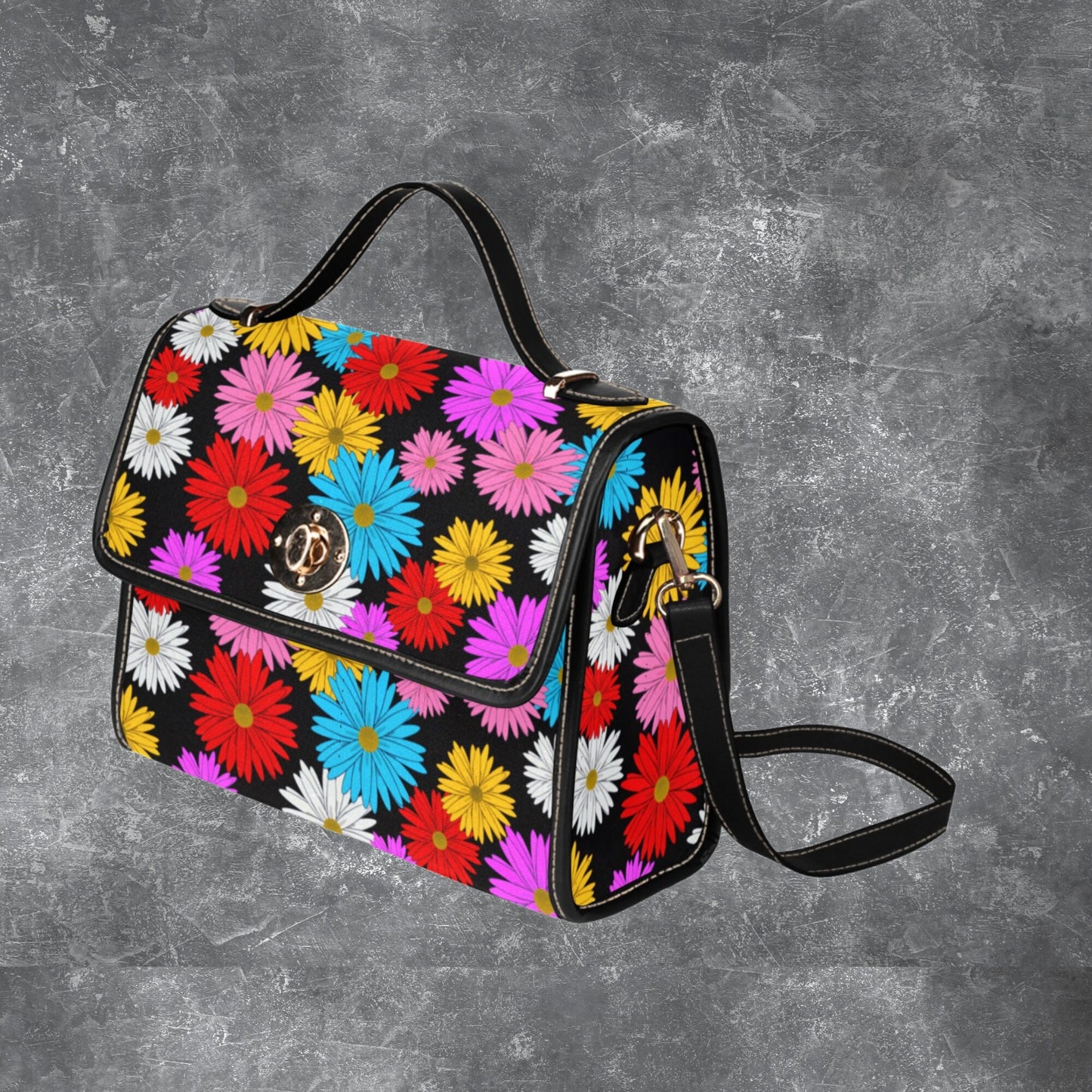 Daisy flower handbag for women, Women’s satchel purse with daisies, Floral design crossbody purse, Daisy flower gift for her, Daisy handbag