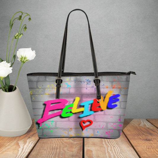 Christian handbag with Graffiti style design, Believe Christian tote, Religious gift for her, Women religious handbag, Believe in God tote