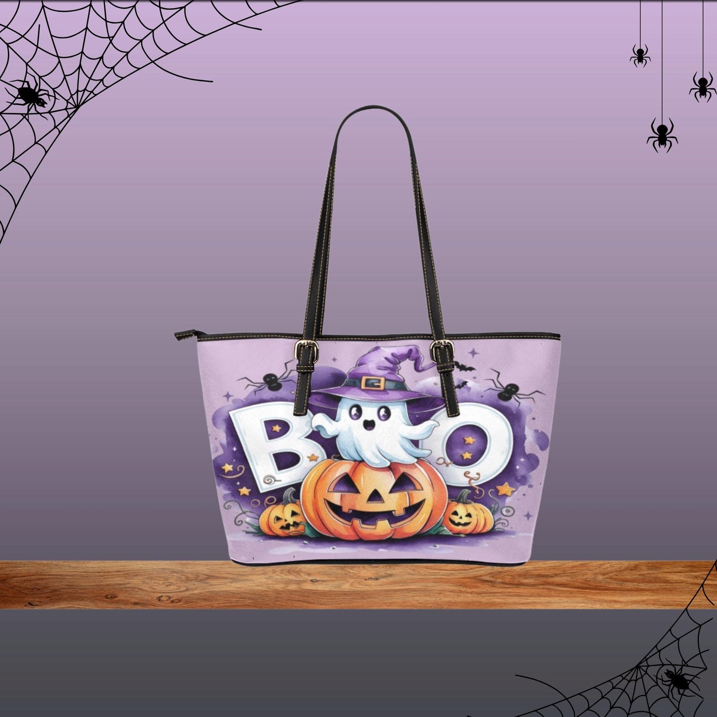 Cute Women’s Halloween Tote Bag, Halloween Themed Handbag, Pumpkin Tote Bag for Halloween,Purple Halloween Bag with Pumpkins, Halloween Gift