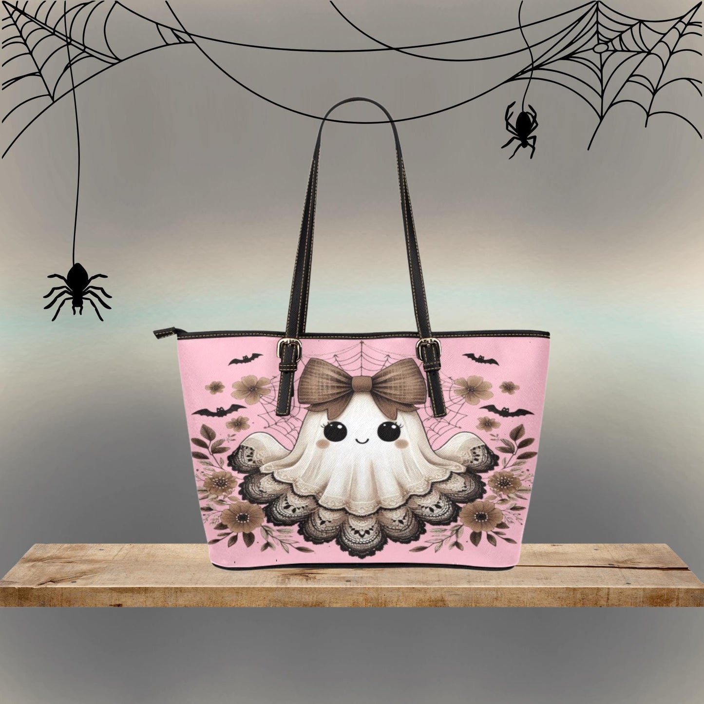 Retro Pink Halloween tote bag, Cute Halloween Ghost shoulder bag, Women’s Halloween Purse, Halloween Themed Handbag, Halloween Gift