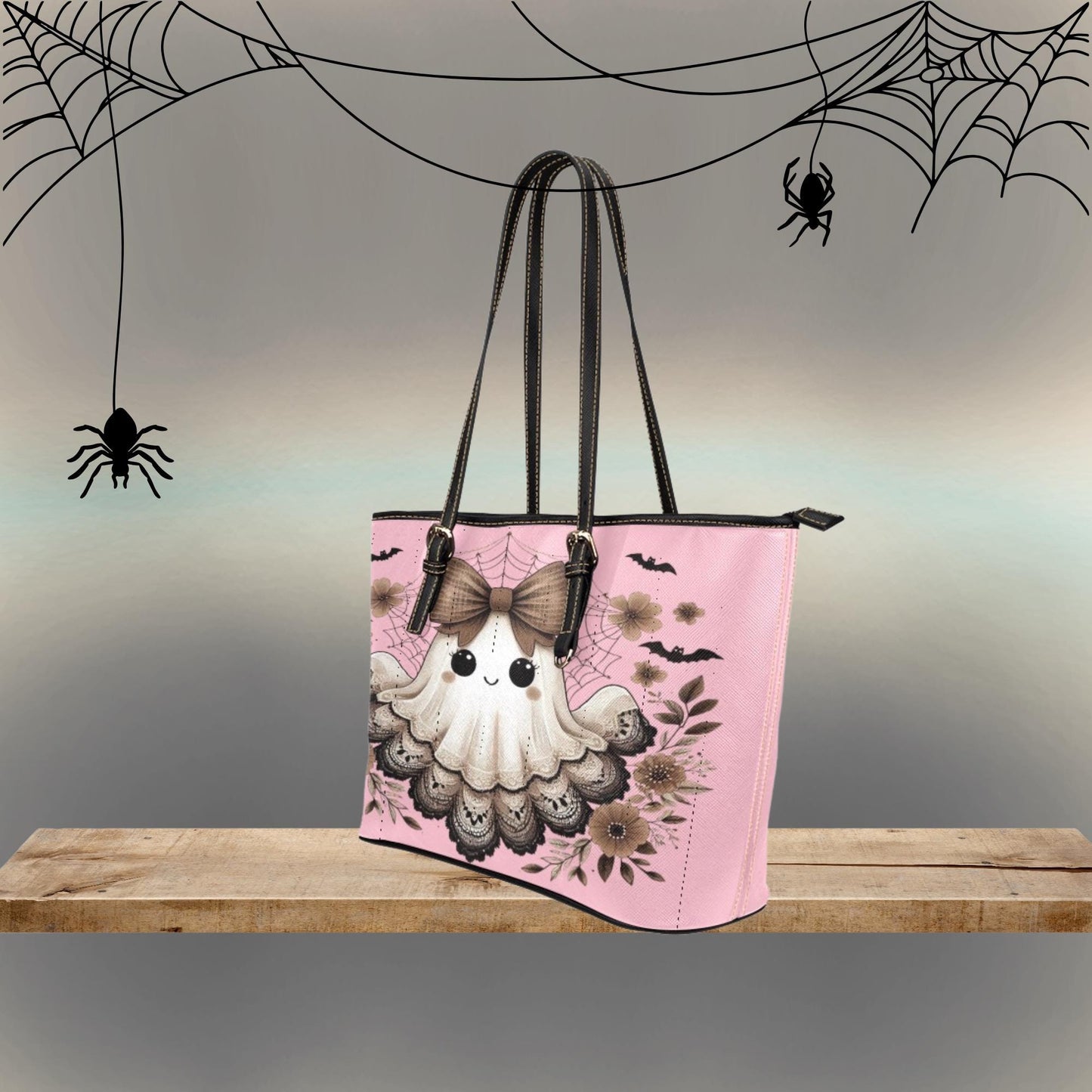 Retro Pink Halloween tote bag, Cute Halloween Ghost shoulder bag, Women’s Halloween Purse, Halloween Themed Handbag, Halloween Gift