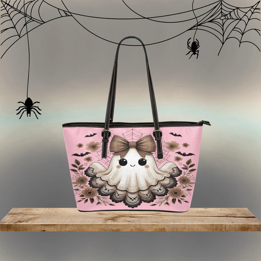 Retro Pink Halloween tote bag, Cute Halloween Ghost shoulder bag, Women’s Halloween Purse, Halloween Themed Handbag, Halloween Gift